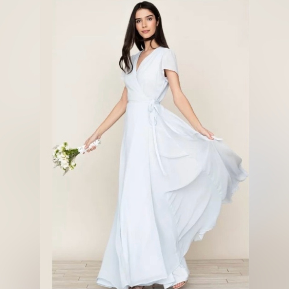 Yumi Kim BHLDN Light Blue Wrap Maxi Dress